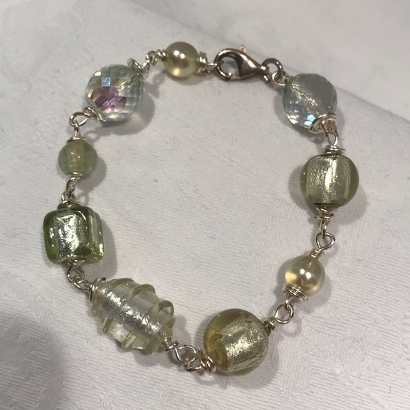 Artisan glass bead bracelet/matching earrings - Picture 2 of 11